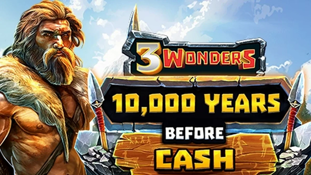 Tampilan visual slot 10,000 Years Before Cash dengan nuansa prasejarah
